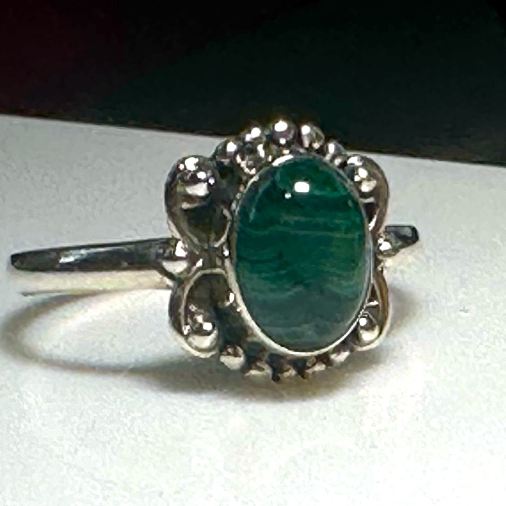 New Gorgeous malachite & Sterling ring Sz 6.5